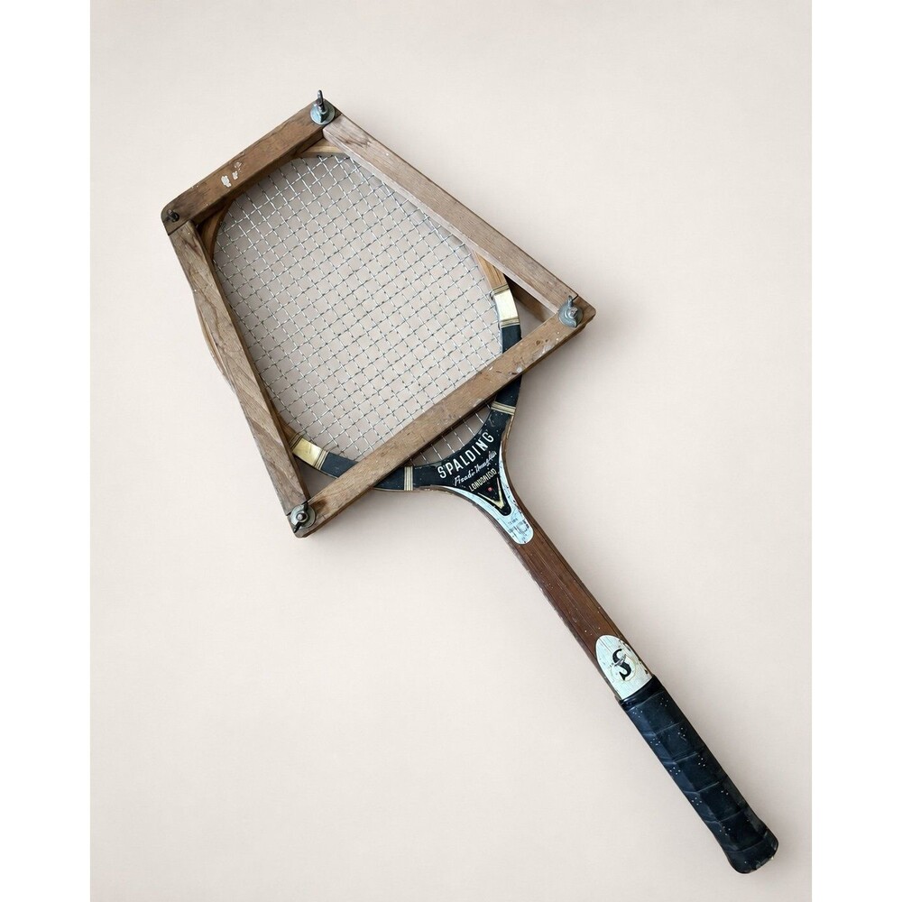 Vintage Spalding Pancho Gonzales Longwood Wood Tennis Racquet Racket w/ Press